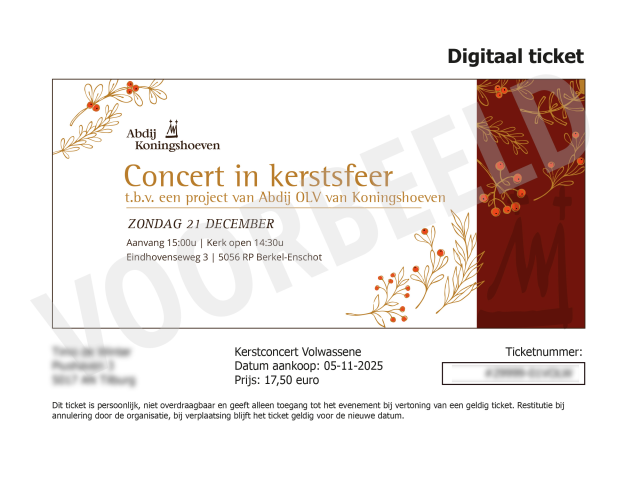 Ticket kind tot 16 jaar Kerstconcert 2025