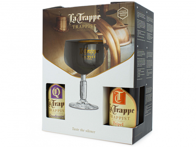 La Trappe Trappist pakket 4 flesjes BTQI + Bokaal glas