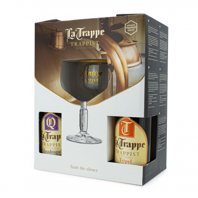 La Trappe Trappist pakket 4 flesjes DTQI + Bokaal glas